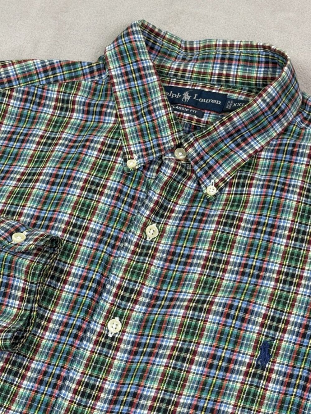 Ralph Lauren Men's 2XL XXL Classic Fit Long Sleeve Plaid Button Down Shirt